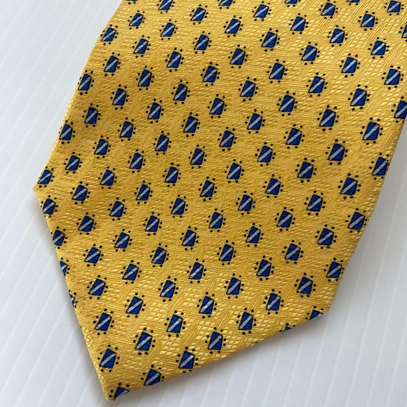 J. Garcia Other - J Garcia‎ Nevsky Collection Fourteen Yellow Blue White Diamond Silk Mens Tie